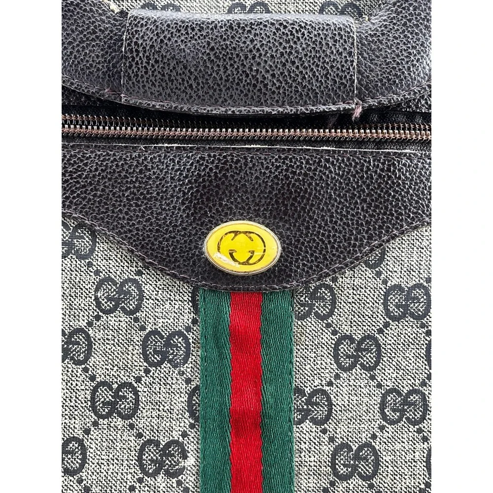 Gucci Vintage Bag Portfolio Style Pouch GG Canvas Signature Green/Red Web - Picture 5 of 16